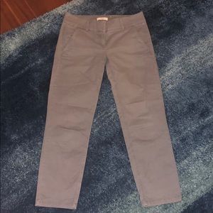 LOFT Work Green/Tan Cropped Straight Pants